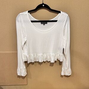 POL White Ruffled Crop Blouse